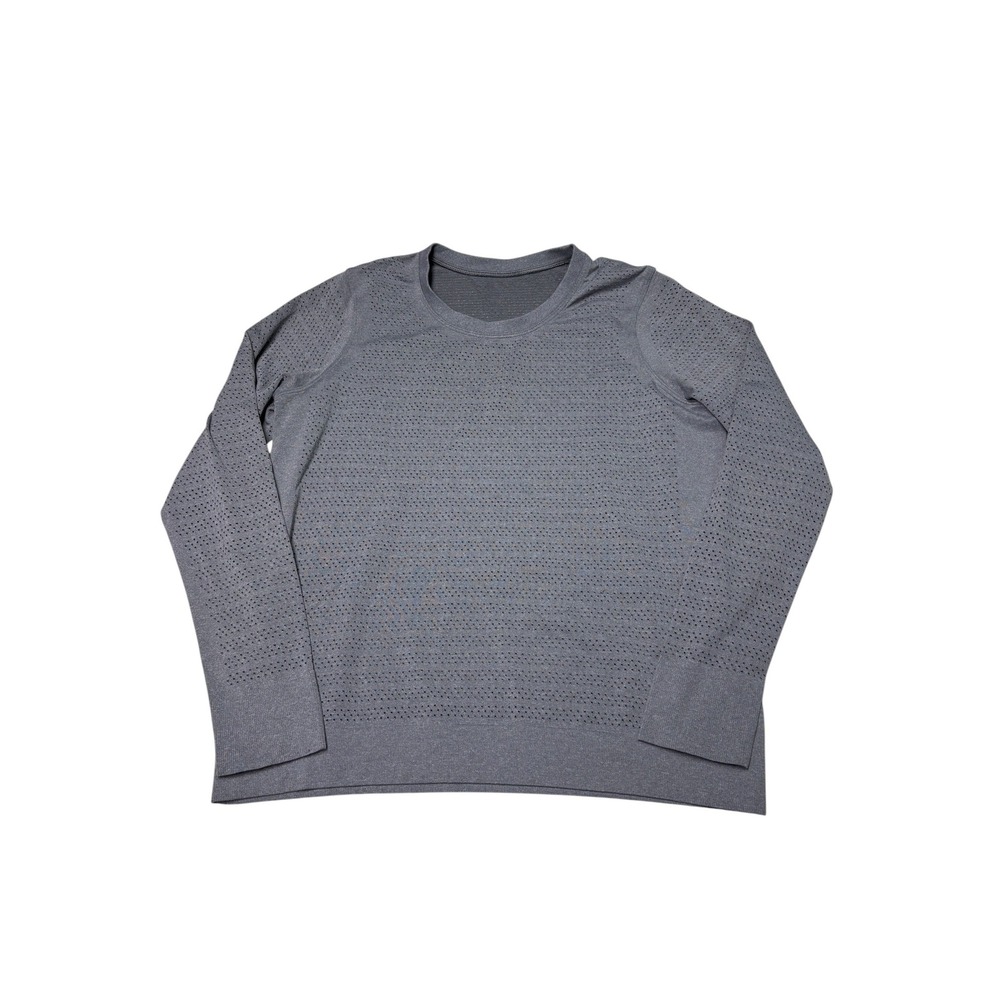 Lululemon Breathe It In Long Sleeve Perforated Mesh Training Top‎ Grey Heather